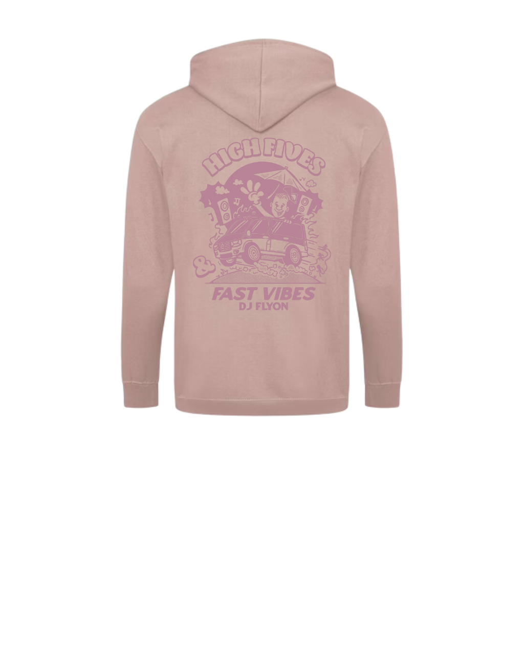 Zipped Hoodie - zeefdruk ancient pink