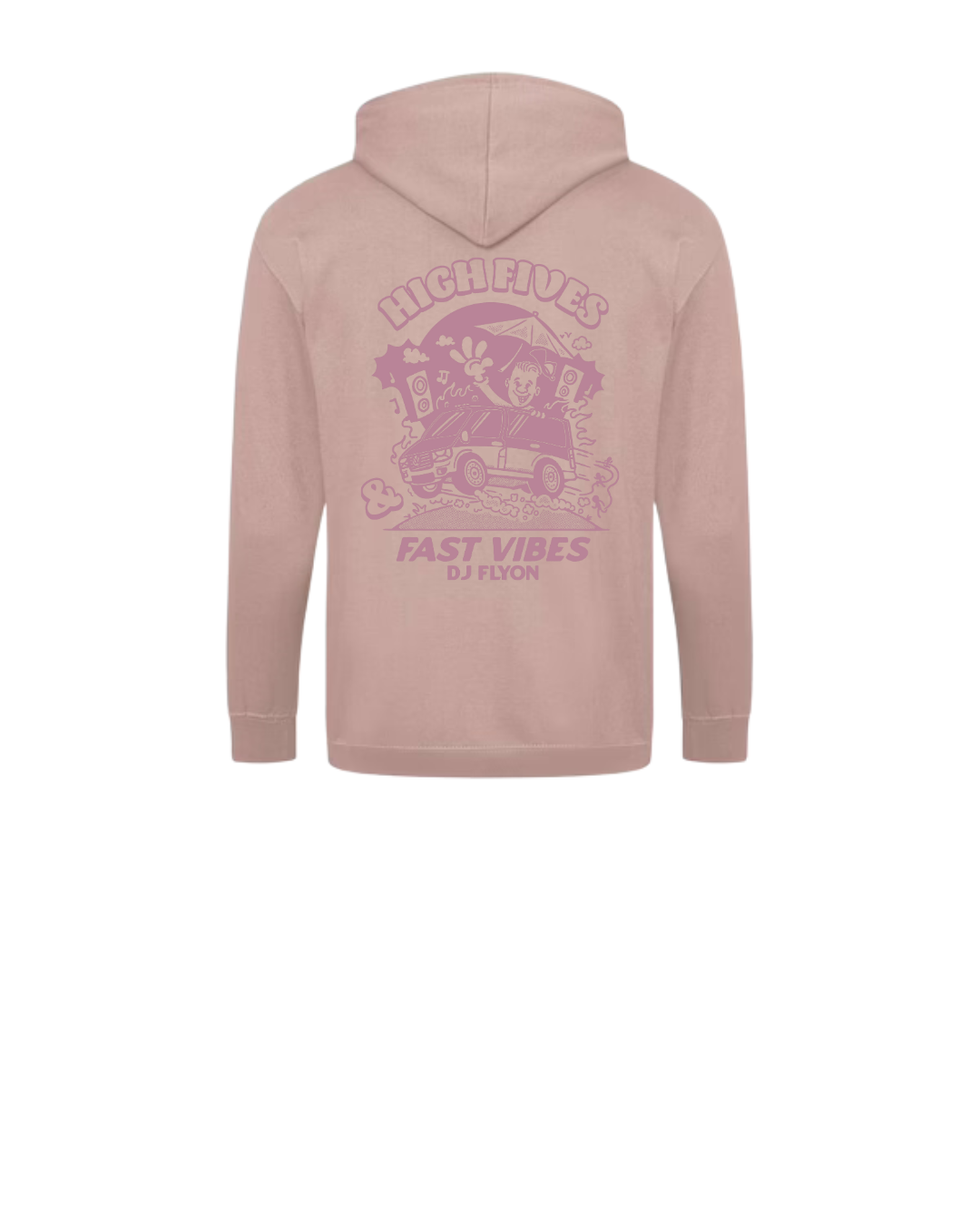Zipped Hoodie - zeefdruk ancient pink