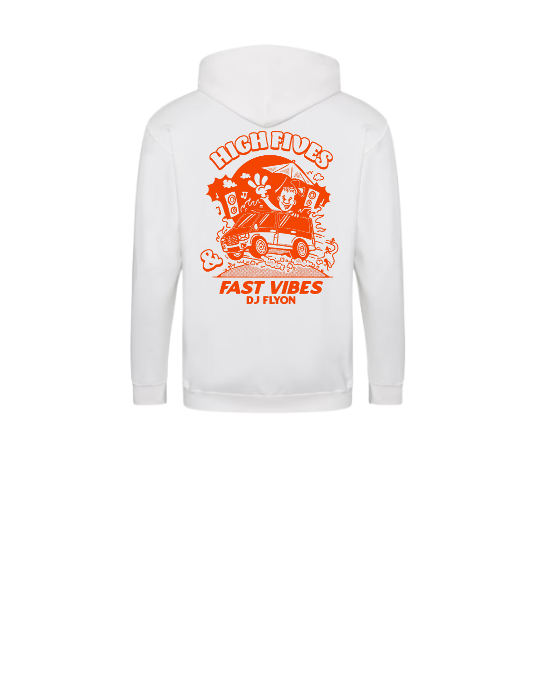 Zipped Hoodie - zeefdruk bright orange