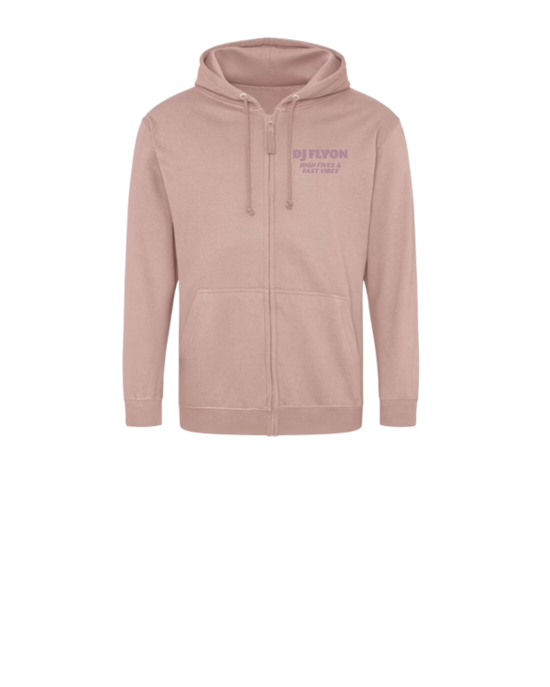Zipped Hoodie - zeefdruk ancient pink